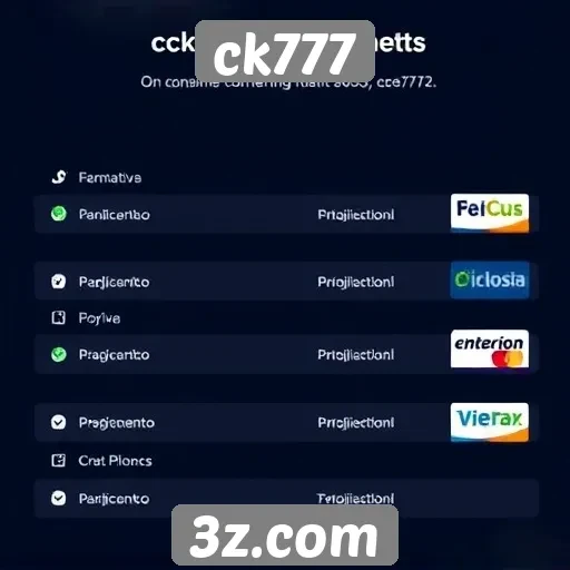 Métodos de pagamento aceitos pelo ck777
